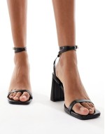 Simmi London Wide Fit Bia strappy block heeled sandal in black