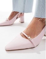 Skepper slingback block heeled shoes in light pink leather