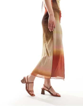 square toe heeled sandal in red