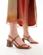 square toe heeled sandal in red