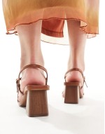square toe heeled sandal in red