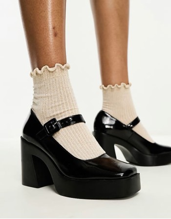 Pound platform mary jane heeled shoes in black