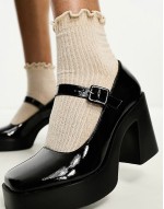 Pound platform mary jane heeled shoes in black