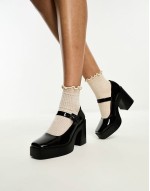 Pound platform mary jane heeled shoes in black