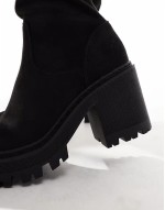 ‌Stylish knee high chunky boots in black
