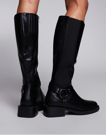 Simmi London Collins Buckle Knee Boot in Black