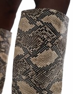knee high kitten heel boot in snake