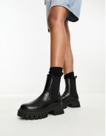 Wide Fit Anthem chunky chelsea boots in black