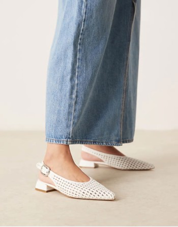 Leonora slingback ballet in white weave