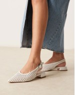 Leonora slingback ballet in white weave