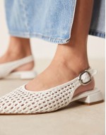 Leonora slingback ballet in white weave