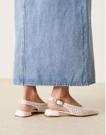 Leonora slingback ballet in white weave