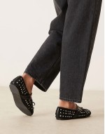 Laurel studded mary-jane ballets in black suedette