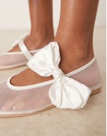 Sally ballet shoes with bow in mesh ivory