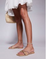 Simmi London Saffy Wide Fit square toe flat sandals in beige