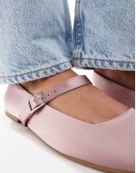 Wide Fit Lottie Mary Jane Ballet in Pink satin