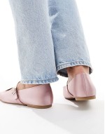 Wide Fit Lottie Mary Jane Ballet in Pink satin