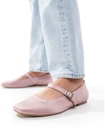 Wide Fit Lottie Mary Jane Ballet in Pink satin
