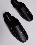 Camille studded flat mules in black