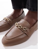 Wide Fit Macaroon chain loafer in Tan