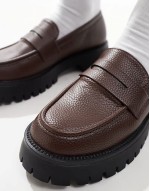 chunky penny loafers in distressed brown