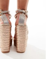 Simmi London Missy metallic heeled espadrille in rose gold
