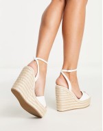 Wide Fit Tasha espadrille wedges in white