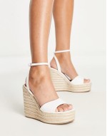 Wide Fit Tasha espadrille wedges in white