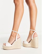 Wide Fit Tasha espadrille wedges in white