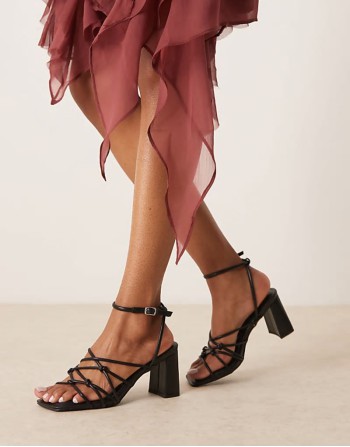 knotted block heeled sandal in black