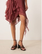 knotted block heeled sandal in black