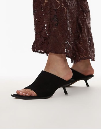 Ilya suede open square toe mule in black