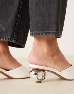 Holbrook metal heel detail heeled mules in white
