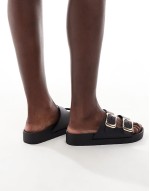 Andi Wide Fit buckle sandals in black